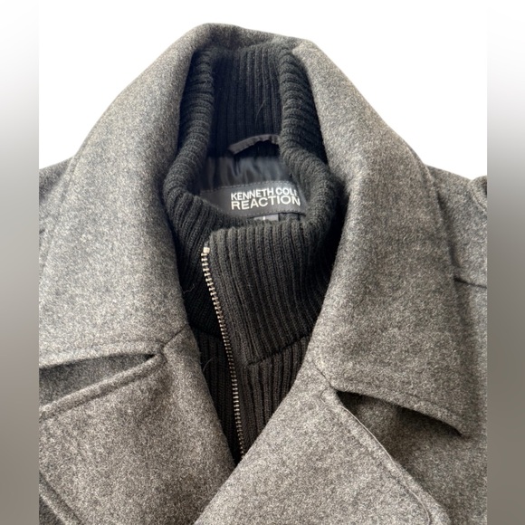 Kenneth Cole Reaction Charcoal Pea Coat - Picture 3 of 7